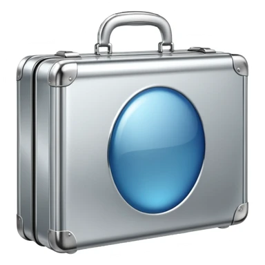 A luxury briefcase emoji made of polished silver chrome, smooth rectangular shape, metallic reflections, minimal high-end design, swag business aesthetic, iOS emoji style, centered, clean white background
 sticker