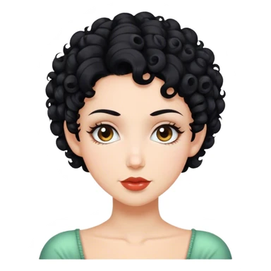White woman with pixie curly black hair style sticker
