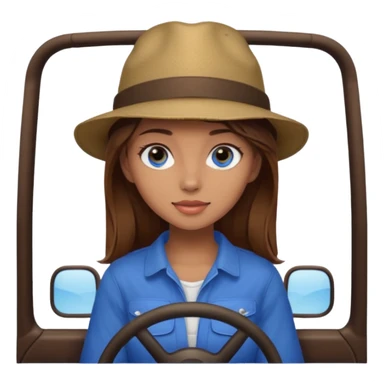 girl in a jeep, blue eyes and brown hair sticker