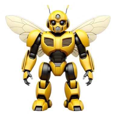Clean 3D printable robotic bumblebee character, Bumblebee Transformers inspired design sticker