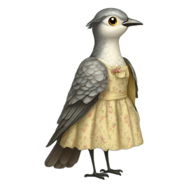 Cuckoo bird wearing a vintage dress sticker