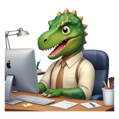 angry office dinosaur working late sticker