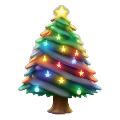 A beautiful lit up Christmas tree with rainbow lights sticker