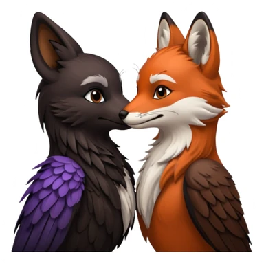 Raven and fox kissing sticker