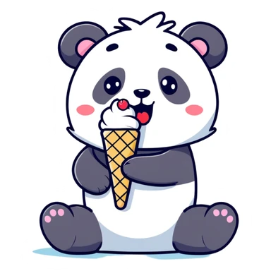 Panda eating ice cream and cry sticker
