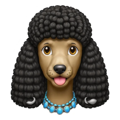 Black standard poodle with mullet emoji  sticker