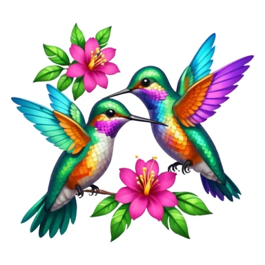 Hummingbirds with flowers sticker