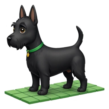 Black Scottie dog walking on green brick road sticker