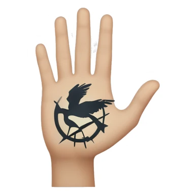 The mockingjay hand signal from hunger games: hand with index middle and ring finger extended sticker