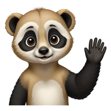 Meerkat waving good bye to a panda sticker