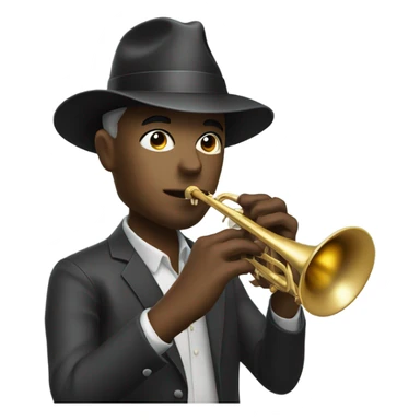 musician with fedora playing trumpet  sticker