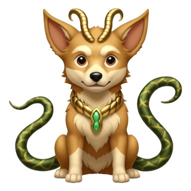 loki god of mischief as a dog. he as snakes.  dynamic pose sticker