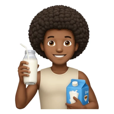 Make a black guy with Afro getting milk from store sticker