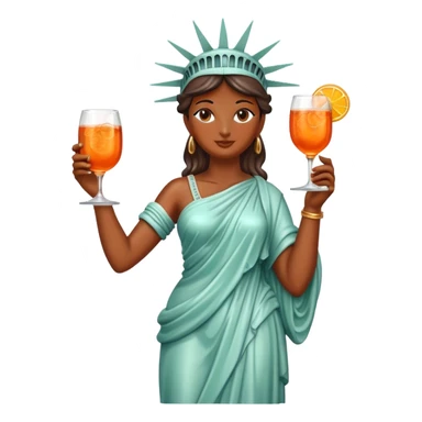 STATUE OF LIBERTY DRINKING APEROL SPRITZ, HAPPY STATUE sticker