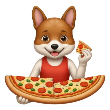 Dog eating pizza wearing a tank top  sticker