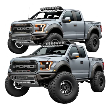 Gray Ford F-150 Raptor with Fox Shocks 3.0 Race Series Front & Rear sticker