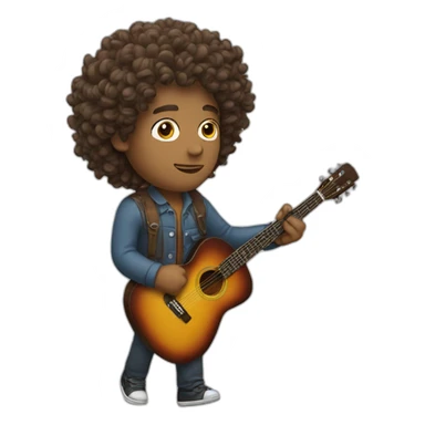a man carries a guitar with curly hair  sticker