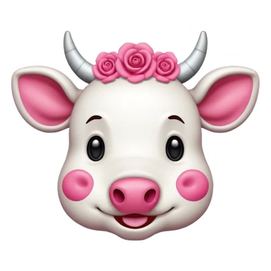 hazme una vaca con manchas rosas estilo cartoon en 2D sticker