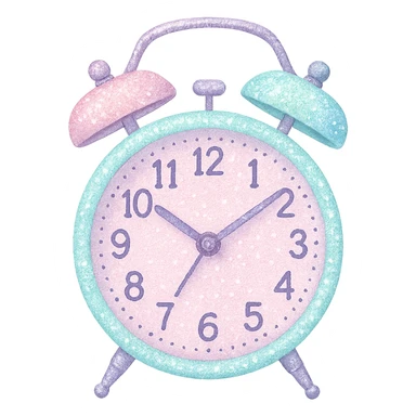 sparkly pastel alarm clock sticker
