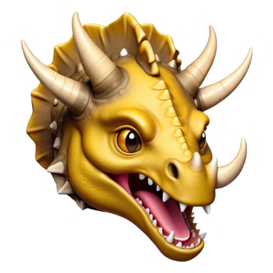 Cinematic Comical Triceratops Portrait Emoji, Head tilted dramatically with an exaggeratedly shocked expression, featuring a stout, armored body with three comically exaggerated horns and a frilled head, wide, comically expressive eyes full of playful disbelief, Simplified yet hilariously expressive features, highly detailed, glowing with a slightly sassy prehistoric glow, high shine, dramatic yet playful, stylized with an air of cheeky dinosaur mischief, soft glowing outline, capturing the essence of a meme-worthy Triceratops that looks ready to side-eye its way into viral fame! sticker