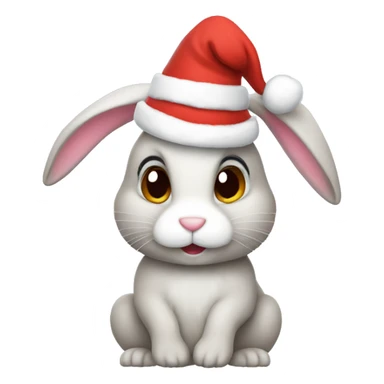 Bunny with Christmas hat sticker