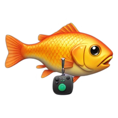 poisson avec une manette sticker