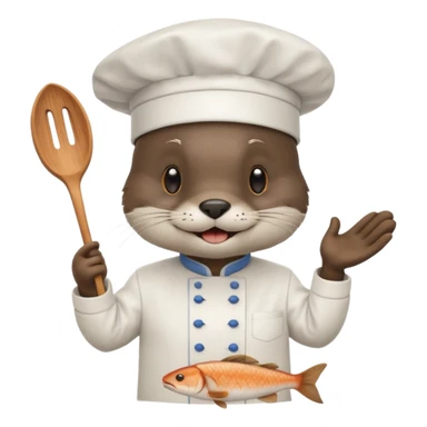 Otter chef cooking fish sticker