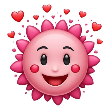 happy face exploding hearts sticker