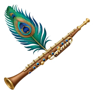 Flute attached with peacock feather sticker
