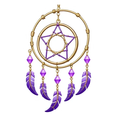 Aesthetic shiny sparkly violet crescent hanging from gold chain dreamcatcher-suncatcher hanging lilac crystals decoration  sticker