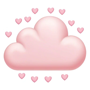 Cloud around pastel pink hearts sticker
