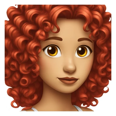 Chica con pelo rizado rojo, largo y flequillo sticker