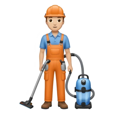 técnico de limpieza hombre sujetando la boquilla de una aspiradora de agua sticker