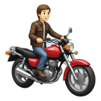 A middle age man wheelie the motorcycle honda Red 250 cc 1985 sticker