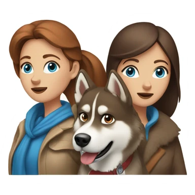 Woman brown hair blue eyes with Husky Copper beige  sticker