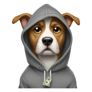 Dog with a hoodie flexing money  sticker