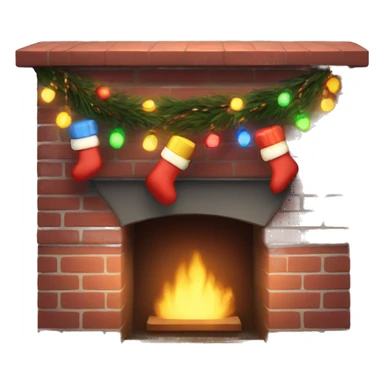 Brick Fireplace with and Christmas lights and stockings sticker