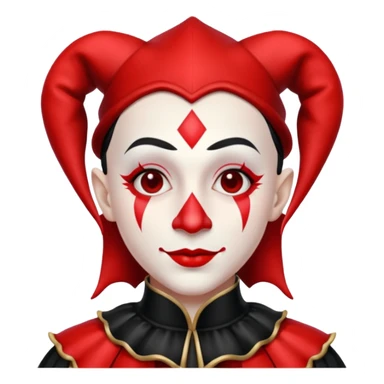 Jester, black and red and white sticker