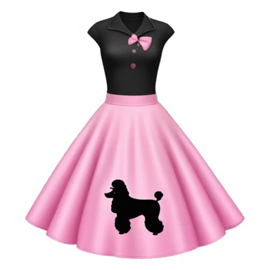 Pink and black 1950 poodle skirt sticker