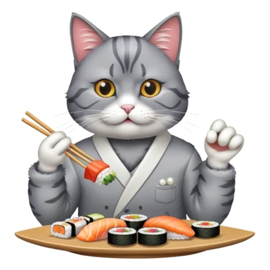 cool cat in a pearl snap shirt eating sushi sticker