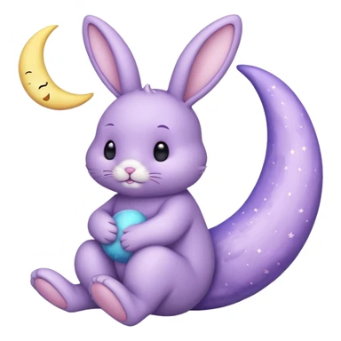 Lavender bunny holding a moon 🌙 🐰 sticker