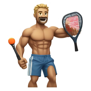 muscular arm emoji with a padel racket in his hand. I only want the muscular arm and the racket. sticker