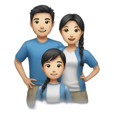 team of 3 asian friends (2 boys and 1 girl) sticker