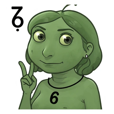 lady that doesn’t know anything and has the number 6 on one hand and 7 on the other looking confused sticker