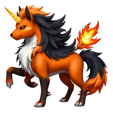 Shiny Exotic Gothic Rapidash-Houndoom-Arcanine-Pokémon-Fakémon-hybrid-creature sticker