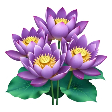 bouquet Purple Lotus,stem, Lotus leaf sticker