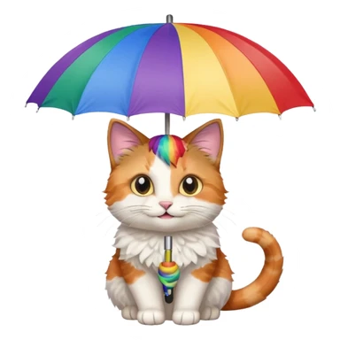 Cat with rainbow umbrella sticker