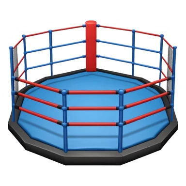 MMA cage arena object icon, octagon fighting cage with metal fence walls, padded corner posts, professional combat arena, 3D cartoon style, mobile game icon style, centered, clean background, no people, no text, no watermark
 sticker