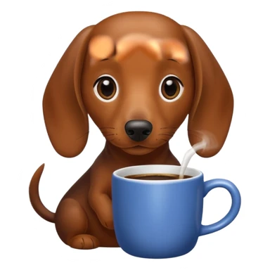 dachshund drinking morning coffee  sticker