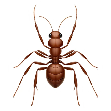 Cinematic Realistic Noble Ant Portrait Emoji, Poised and industrious, with a compact, meticulously segmented body covered in smooth, natural brown exoskeleton and focused, determined eyes rendered in lifelike detail, high shine, intelligent and resilient, styled with an air of urban diligence, focused and attentive, soft glowing outline, capturing the essence of a watchful and confident ant that appears ready to march out of the screen with unwavering authority! sticker